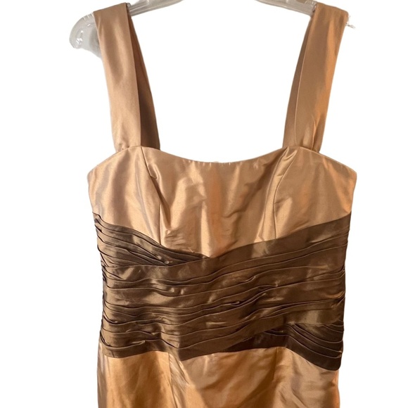 NWT Marisa Baratelli Gold Brown Strapless Convertible Silk Dress S152 Size 12 - Picture 2 of 10